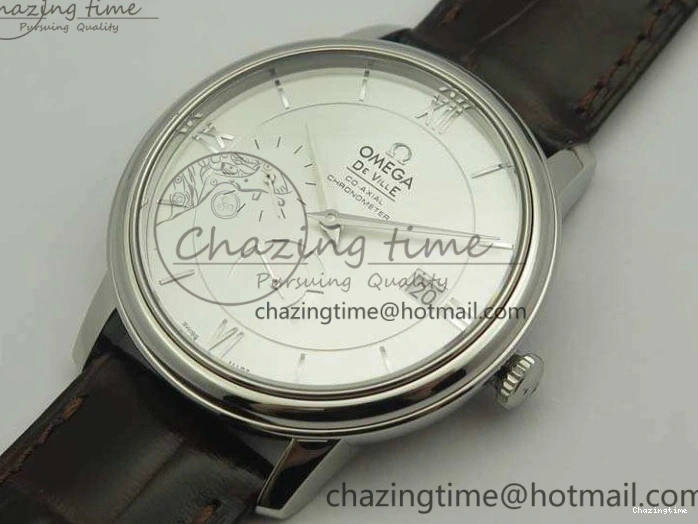 0119 FashionForward De Ville Prestige Real Power Reserve SS TW 1:1 Best Edition White Dial SS Markers On Leather Strap A 8095